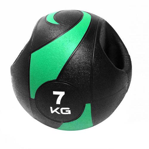 Medicine Ball 7 Kg com Pegada Cor Verde com Preto Liveup