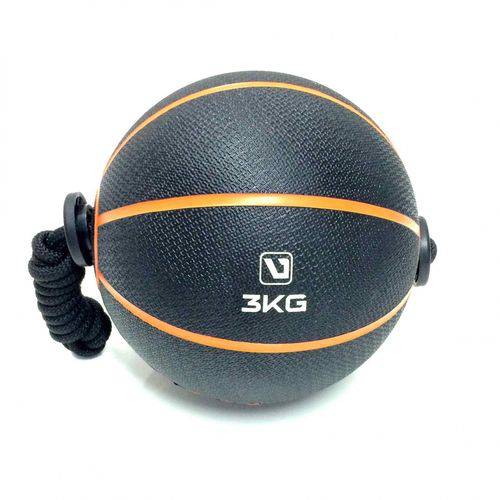 Medicine Ball com Corda - 3kg - Preto e Laranja