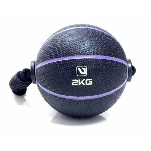Medicine Ball com Corda- 2kg - Preto e Roxo