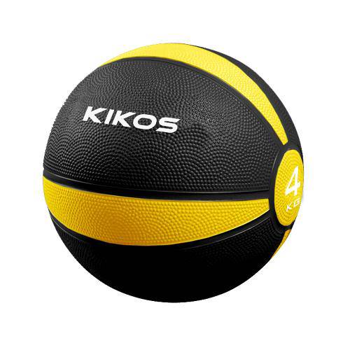 Medicine Ball Kikos 4kg - Preto e Amarelo