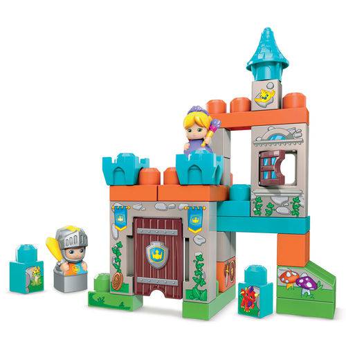 Mega Blocks - Spin And Play - Castelo e 2 Block Buddies - Mattel