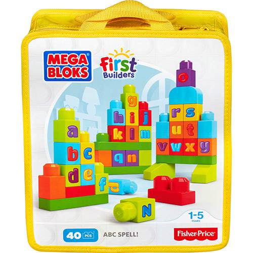 Mega Bloks First Builders Sacola ABC 40 Peças - Mattel