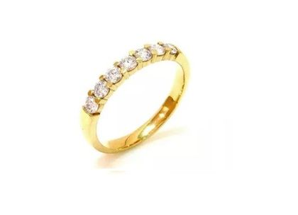 Meia Aliança Diamantes 0,63 Ct Ouro Amarelo T10