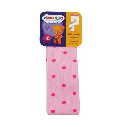 Meia Calça Tricot Poá Pink - Rosa - Pimpolho-16 ao 20