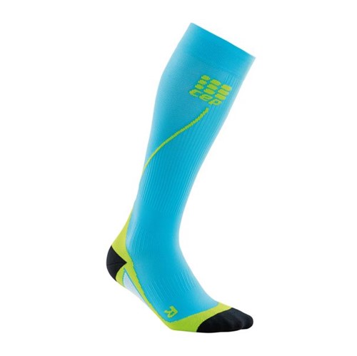 Meia de Compressão CEP Run Socks 2.0 Masculina - Azul Claro / Verde
