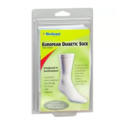Meia para Diabéticos European Diabetic Socks Medicool Branca Tamanho G (41/44)