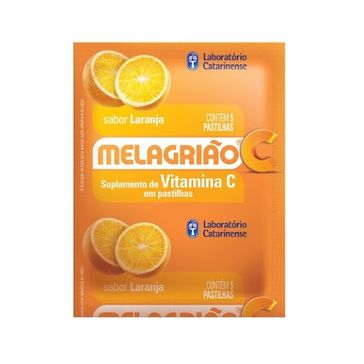 Melagrião Catarinense Pastilha Vitamina C com Açúcar Laranja 5 Unidades