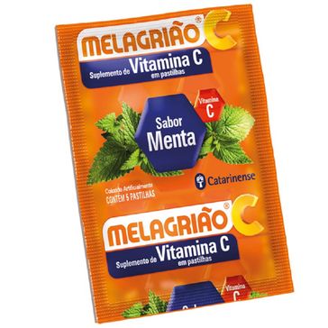 Melagrião Catarinense Pastilha Vitamina C Sem Açúcar Menta 5 Unidades