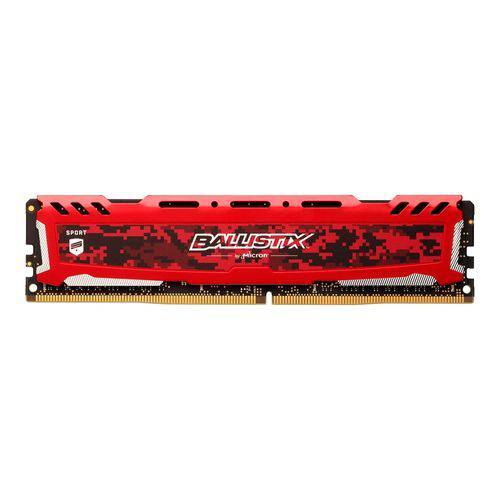 Memória DDR4 - 16GB (1x 16GB) / 2.400MHz - Crucial Ballistix Sport LT Vermelha