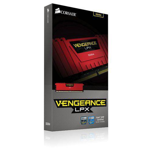Memória DDR4 - 8GB (1x 8GB) / 2.400MHz - Corsair Vengeance LPX Red - CMK8GX4M1A2400C14R