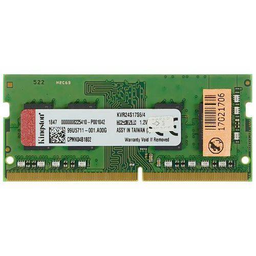 Memória RAM de 4GB para Notebook Kingston KVR24S17S6/4 DDR4 - Verde