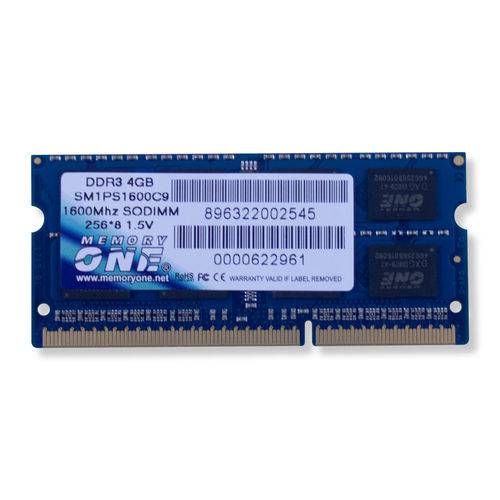 Memória Sm1ps1600c9/4gb Ddr3 4 Gb 1600 Mhz Memory One para Notebook