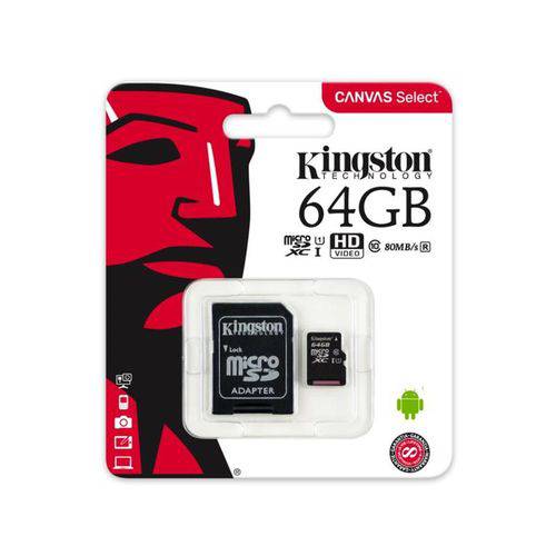Memory Sd 64GB Micro/Sdhc Kingston Classe 10 (Sdcs/64GB) *