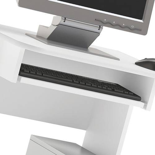 Mesa de Computador com 1 Compartimento e Corrediças Metálicas para Teclado - MC 8009 - Branca - Art In Móveis
