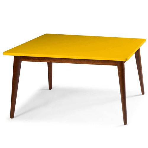 Mesa de Jantar Novita com Tampo 120cm Maxima Cacau/Amarelo