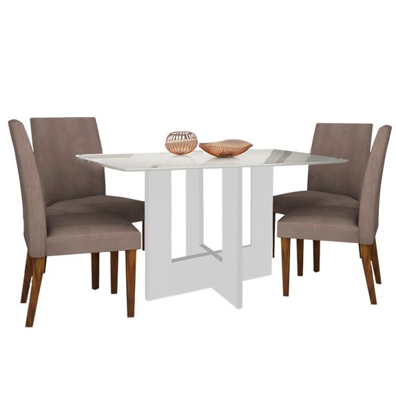 Mesa de Jantar Sevilha com 4 Cadeiras - Off White
