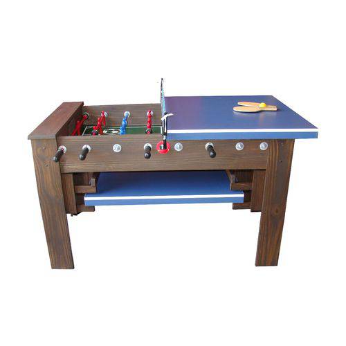Mesa de Pebolim Versátil Vintage com Tampo de Ping Pong