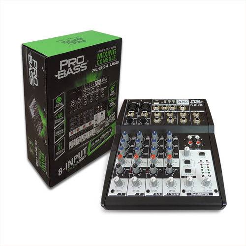 Mesa de Som Pl-804 USB/MP3 4 Canais Stereo Pro Bass