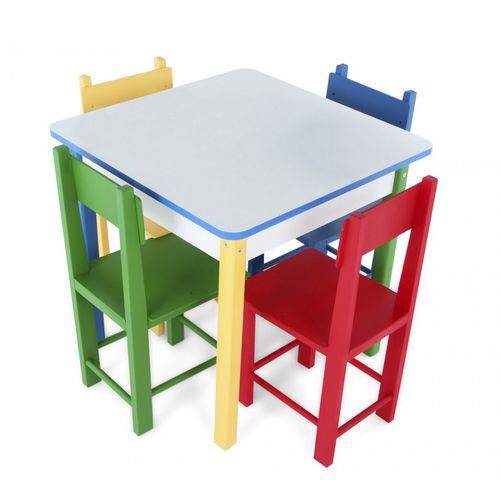 Mesa Infantil com 4 Cadeiras de Madeira e Mdf 5017 - Carlu