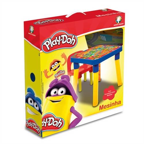 Mesa Infantil Mesinha Play Doh Didatica com Cadeira. Ferramentas de Modelar e Acessorios Desmontavel