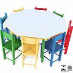 Mesa Infantil Oitavada com 8 Cadeiras Coloridas 5018 Carlu