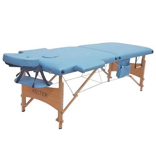 Mesa Maca de Massagem Divã Dobrável com Regulagem de Altura Azul Kelter K-m103
