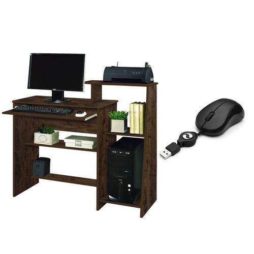 Mesa para Computador Austrália - Amêndoa Wood - Móveis Primus - Acompanha um Mouse