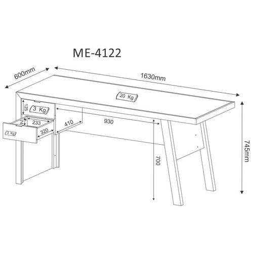 Mesa para Computador com 2 Gavetas Me4122 – Tecno Mobili - Nogal / Fendi