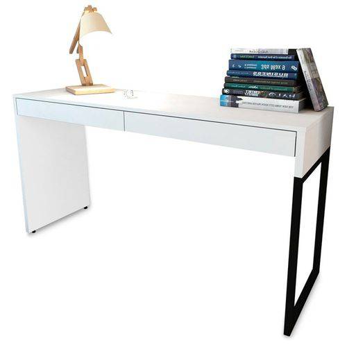 Mesa para Computador Escrivaninha 2 Gavetas Desk Branco - Fit Mobel