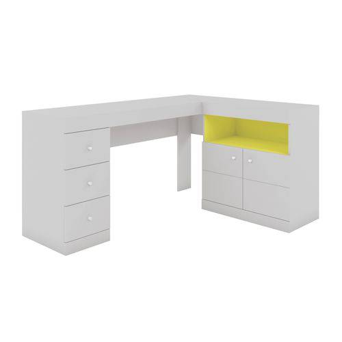 Mesa para Computador Job Branco Fosco/amarelo - Líder Design