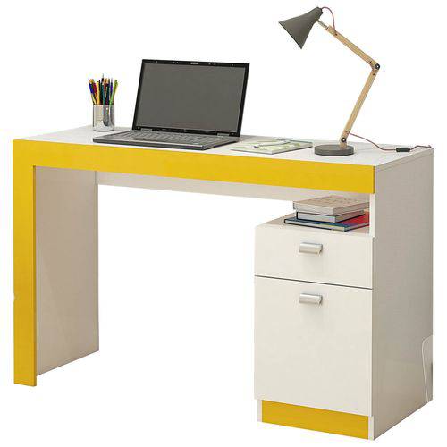 Mesa para Computador Permóbili Móveis Melissa 1 Porta Branco/Amarela