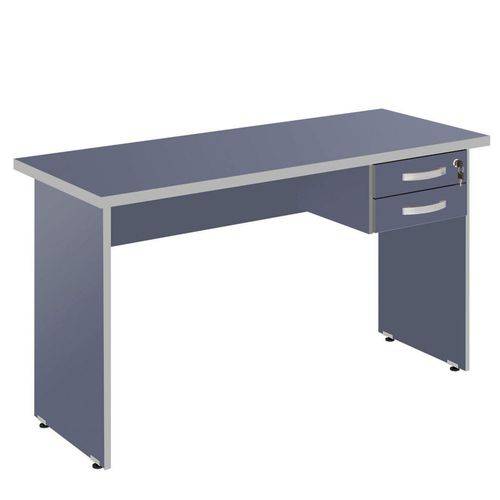 Mesa para Escritório 2 Gavetas 120cm Top Plata Móveis Azul/Cinza