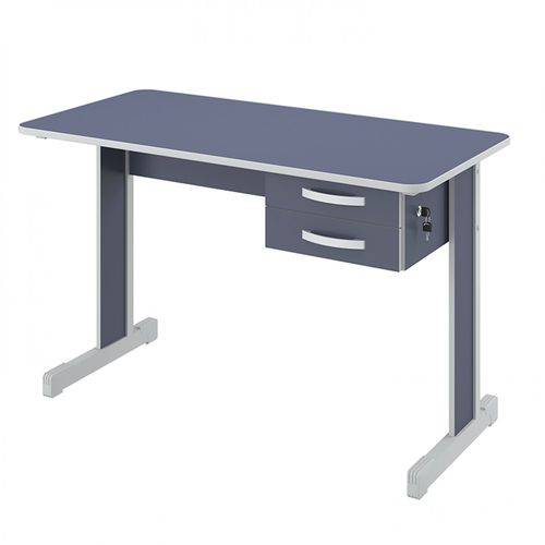 Mesa para Escritório 2 Gavetas 90cm Pop New 600 Plata Móveis Azul/Cinza