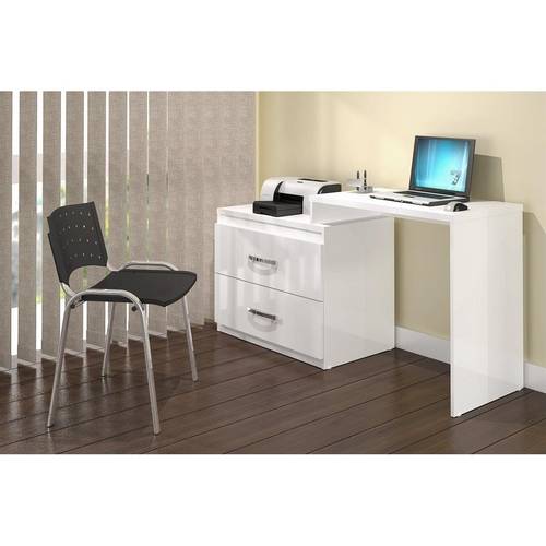 Mesa para Home Office Extensível com 2 Gavetas Movelbento - Branco