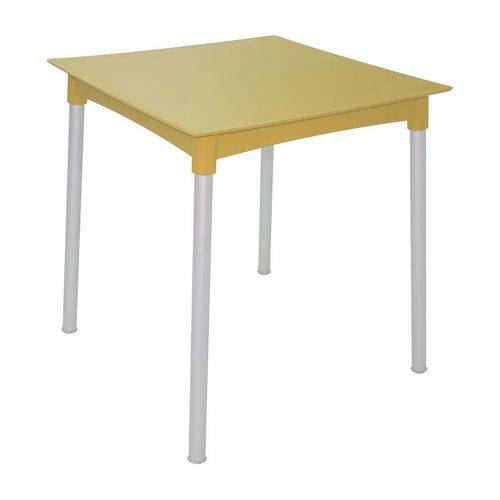 Mesa Plastica Diana Amarela com Pernas de Aluminio Anodizado