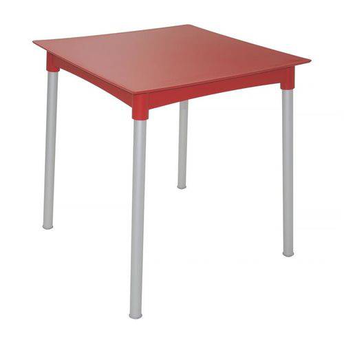 Mesa Plastica Diana Vermelha com Pernas de Aluminio Anodizado