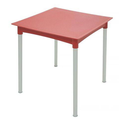 Mesa Plastica Laura Vermelha com Pernas de Aluminio Anodizado