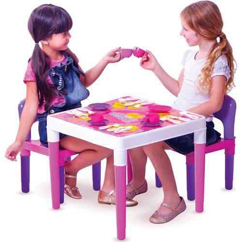 Mesinha Infantil Bell Toy Multiatividades Debbie - 2 Cadeiras e 27 Peças - Rosa/lilás