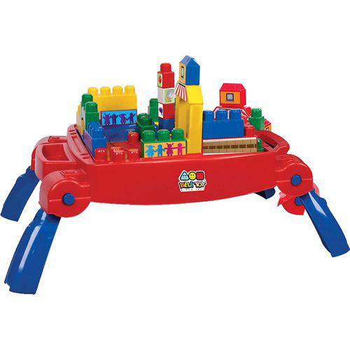 Mesinha Infantil Bell Toy Super Atividades 2 em 1 Vira Maletinha - 31 Peças - Vermelha/azul