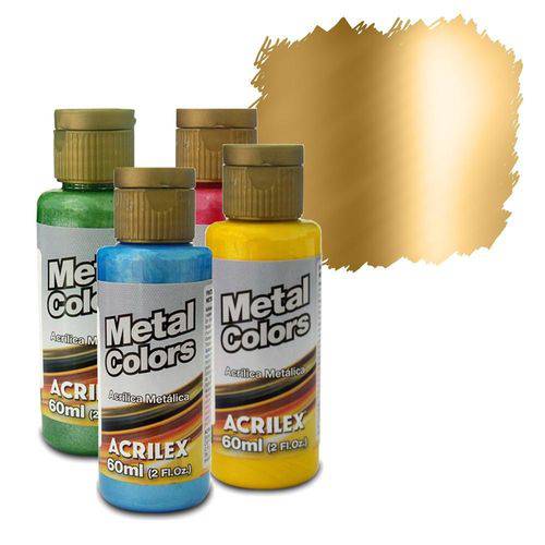 Metal Colors Acrylic - 60ml - Dourado Solar - 598 - Acrilex