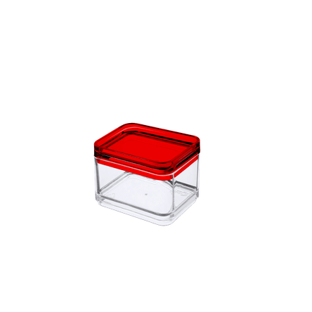 Micro Organizador - MOD 7,3 X 5,5 X 5,5 Cm Cristal com Vermelho Coza
