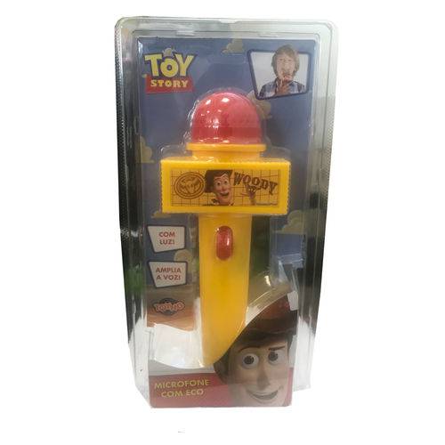 Microfone com Eco e Luz Toy Story Woody Amarelo e Vermelho