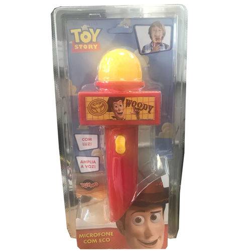 Microfone com Eco e Luz Toy Story Woody Vermelho e Amarelo