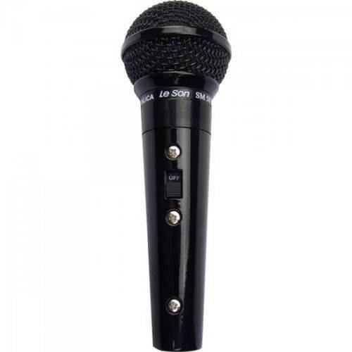 Microfone Profissional com Fio Cardióide Preto Metálico Sm58b Leson