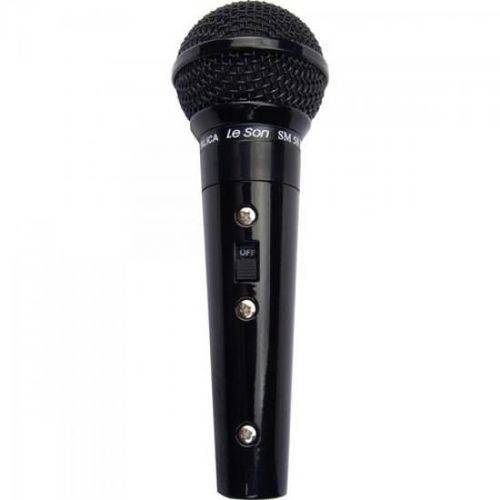 Microfone Profissional com Fio Cardioide Preto Metalico Sm58b Leson