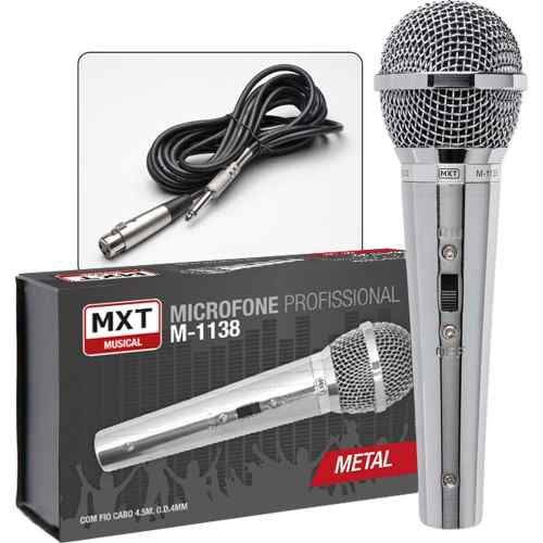 Microfone Profissional Mxt M-1138 + Cabo 4,5m Karaokê Igreja