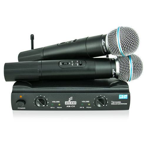 Microfone Sem Fio Arcano Duplo Uhf 2 Body Am-ch