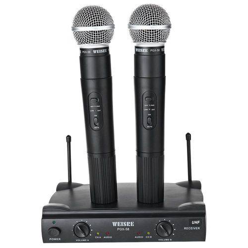 Microfone Sem Fio Profissional Duplo Weisre Pgx-58 Uhf