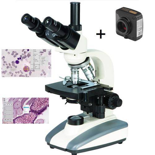 Microscopio Trinocular LED com Câmera USB 3.1 Megapixels