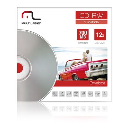 Midia CD-RW Vel. 12X - 1 Un. Envelope Impresso em Caixa Multilaser CD037 CD037